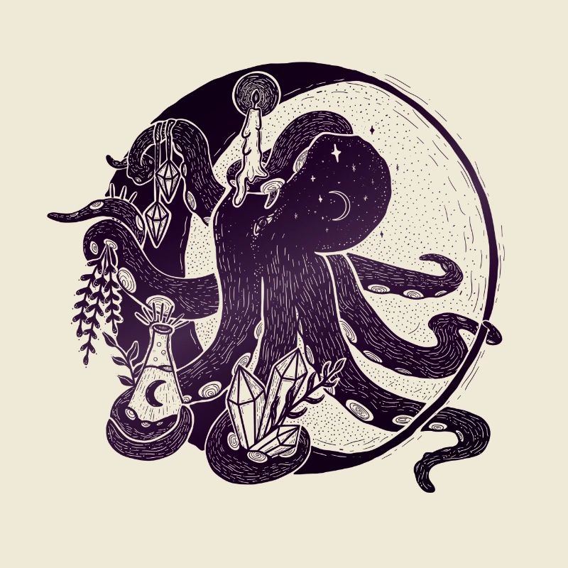 Illustration de pieuvre sorcière