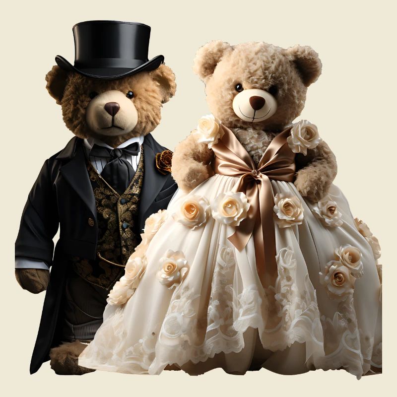Two happy newlywed bears