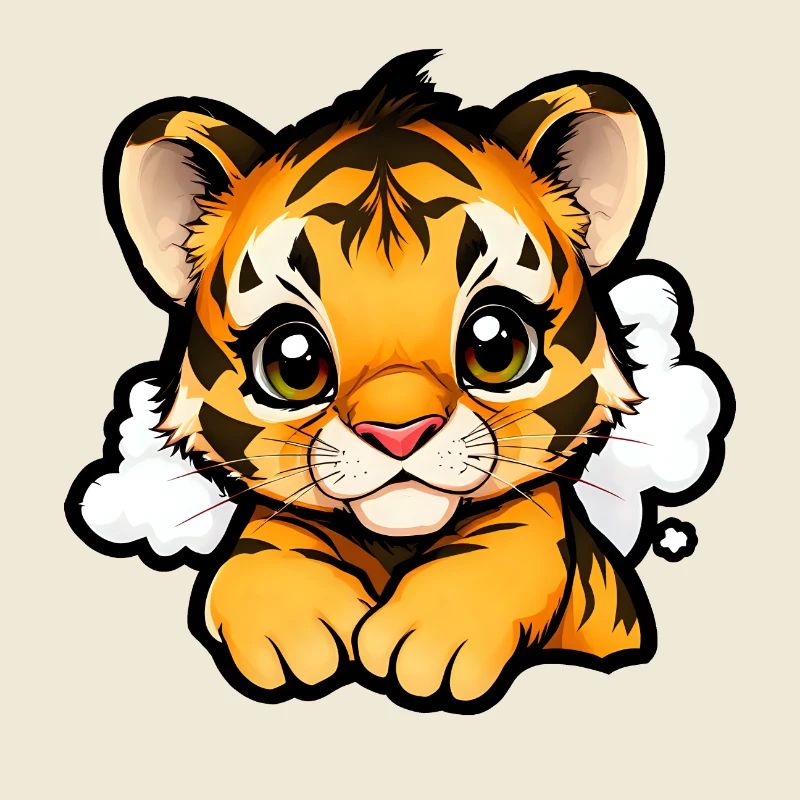 Playful Tiger Cub in a Cloud Dreamscape
