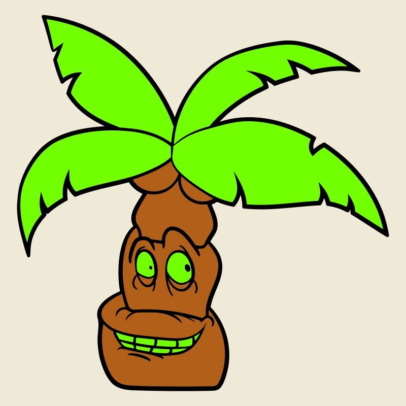 Funny Palm Tree Face Island Vacation Happy Comic