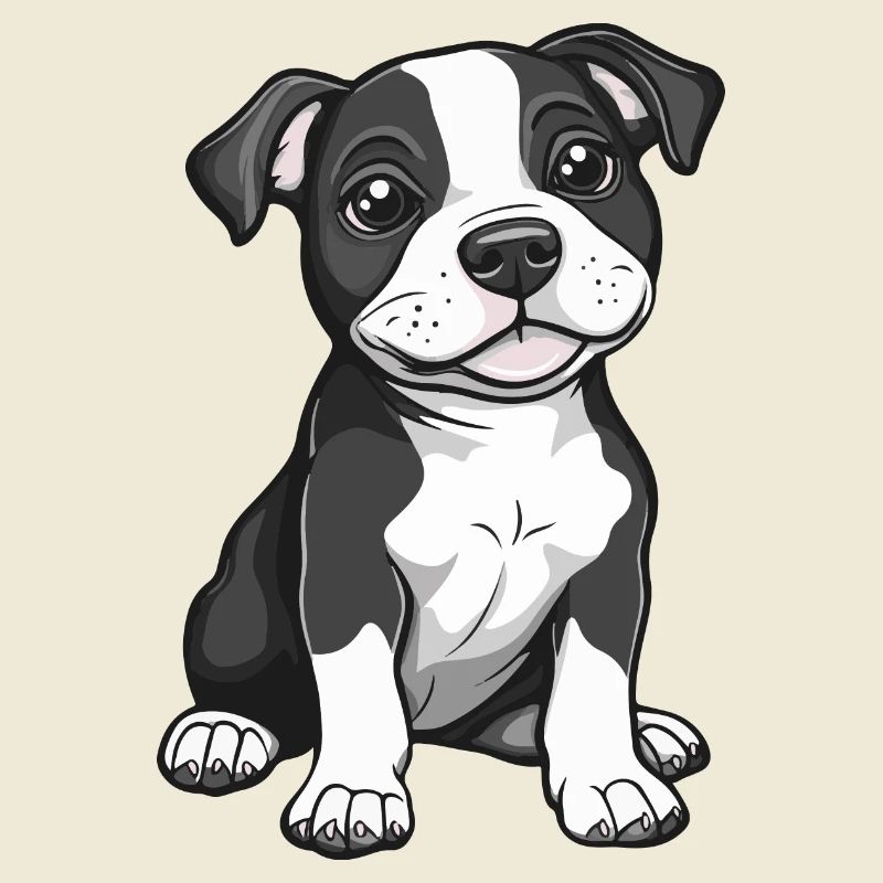 Pitbul Terrier Dog Comic Cute Pit