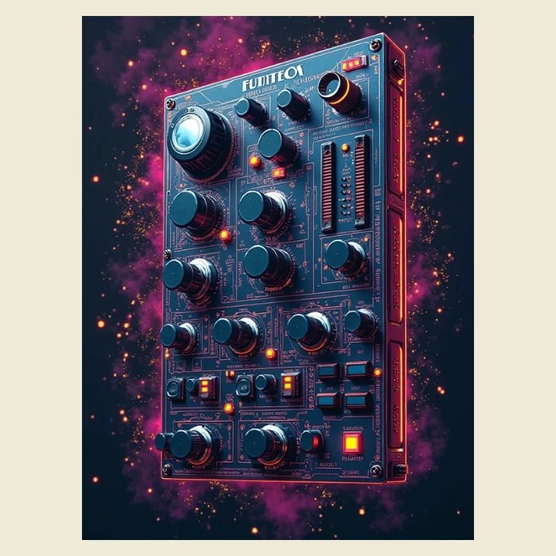 Futuristic synthesizer in space design