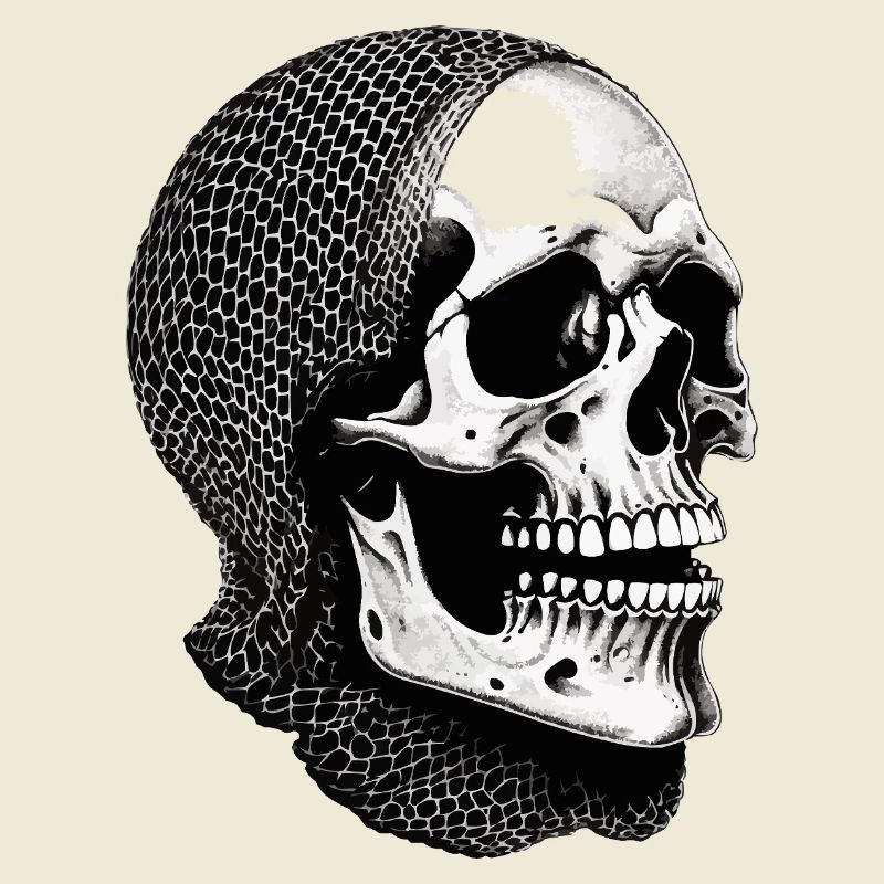 Skull in a net scarf