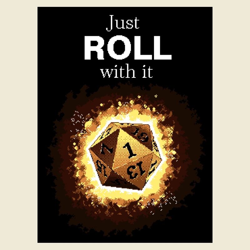 Just Roll With It Retro D20 Gold Dice