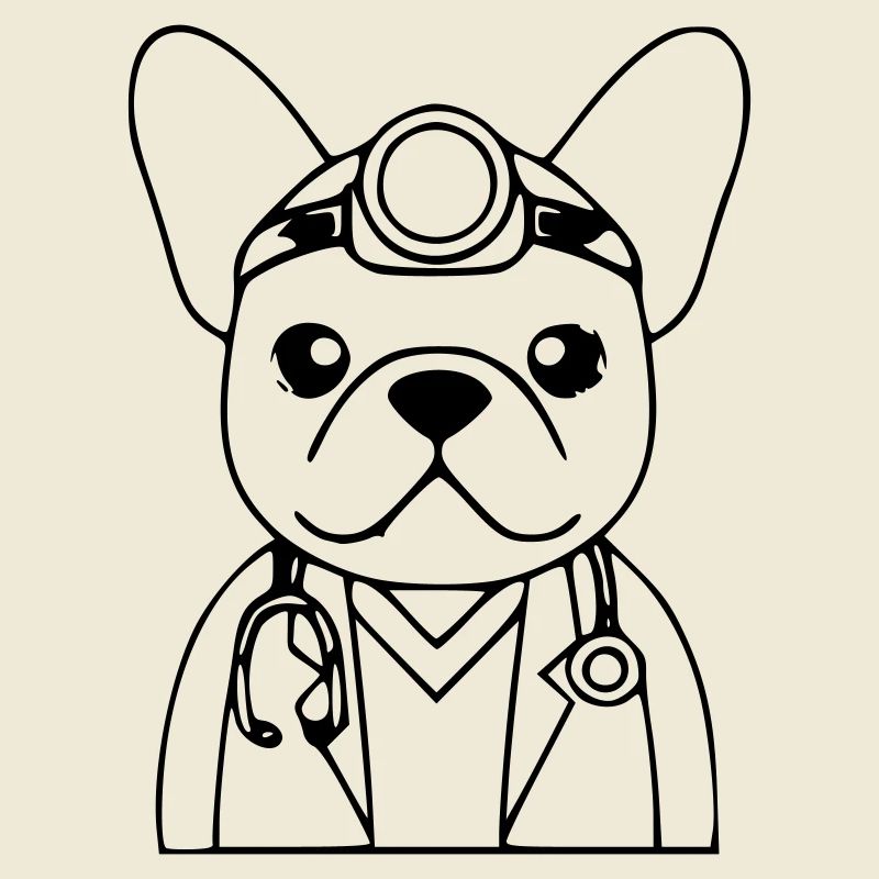 Frenchie Arzt Stethoskop Outline