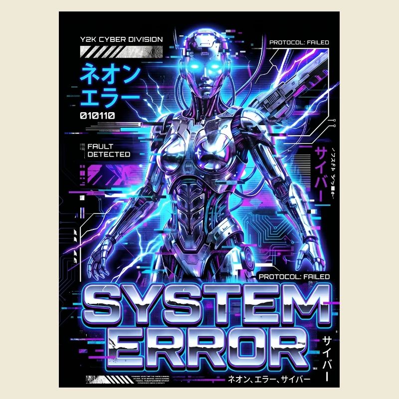 System Error Neon Cyborg