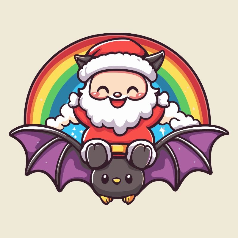 Fledermaus Weihnachtsmann Regenbogen