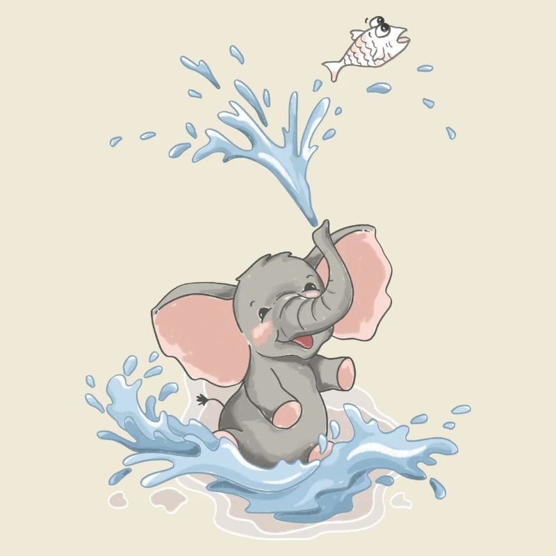 Bébé éléphant Éléphant Éclaboussure d’eau Eau Baignée d’été