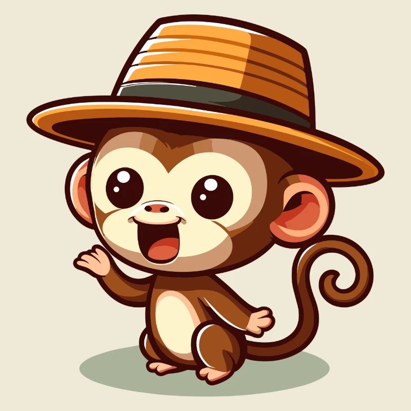 Cute Monkey Cartoon with Hat