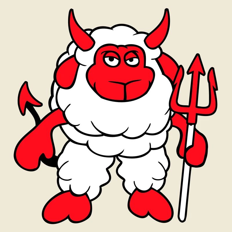 Mouton Diable Satan Enfer Mal Trident Cornes Cool