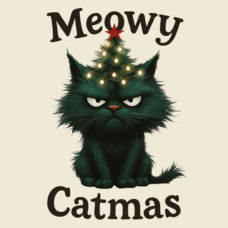 Meowy Catmas Grumpy Christmas Cat