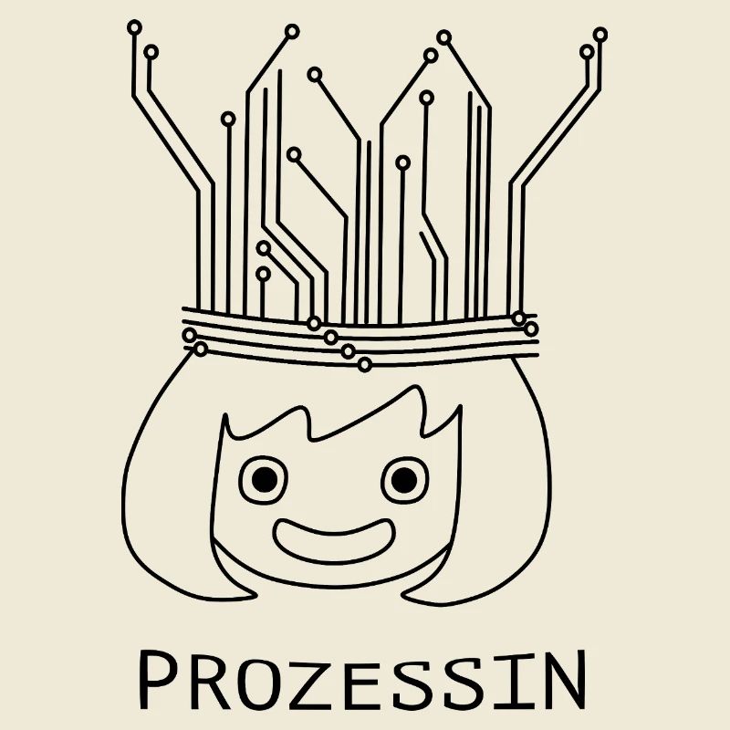 Prozessin mit Tech-Krone