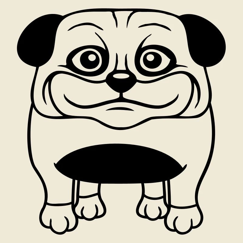 Hund Mops Klein Süß Dick Lieb Glücklich Comic Spaß