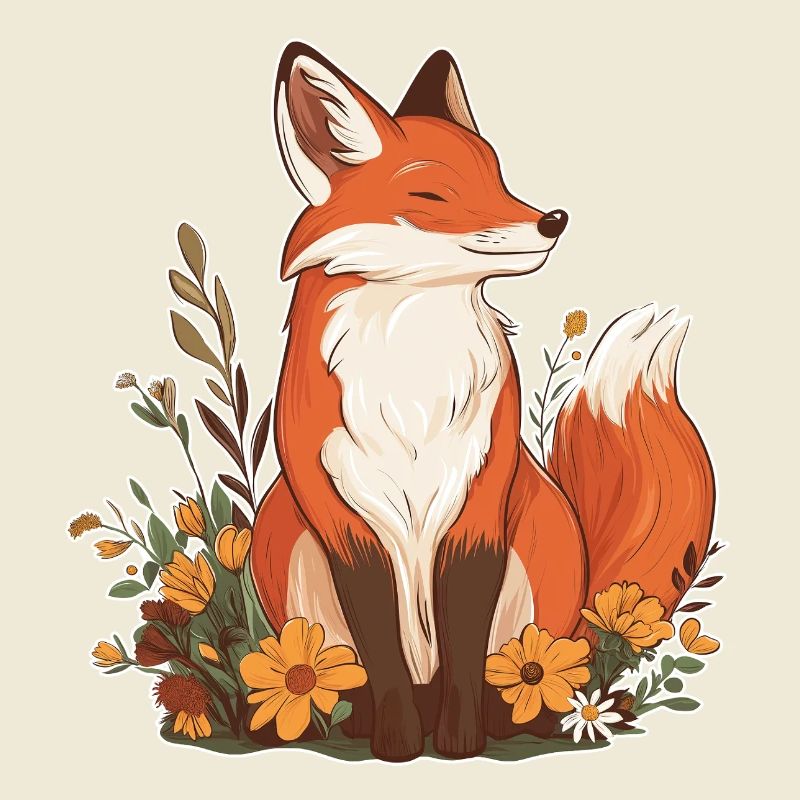 Fuchs mit Blumen