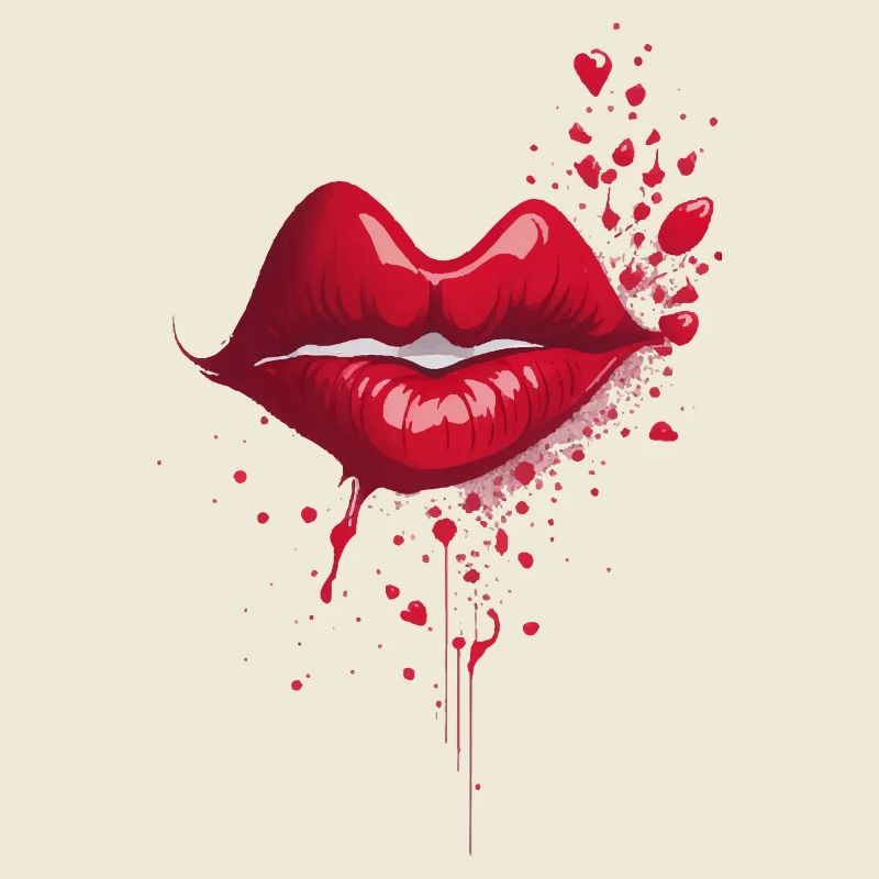 Kissing Red Lips Splash