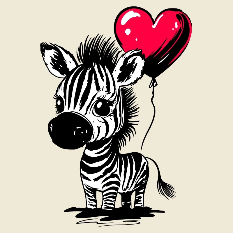 Zebra mit Herz Luftballon - Heartful Creatures