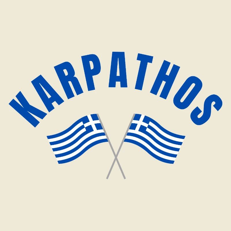Karpathos avec drapeaux grecs croisés