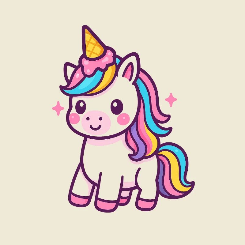 Buntes Einhorn mit Regenbogenmähne
