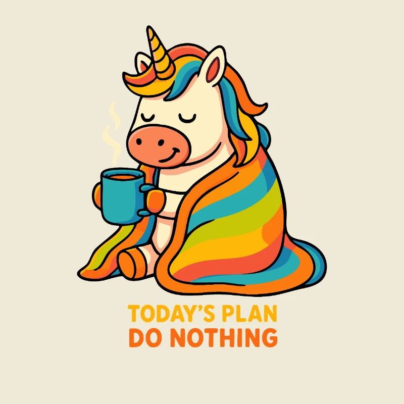 Lazy Unicorn – Today’s Plan Do Nothing Tee