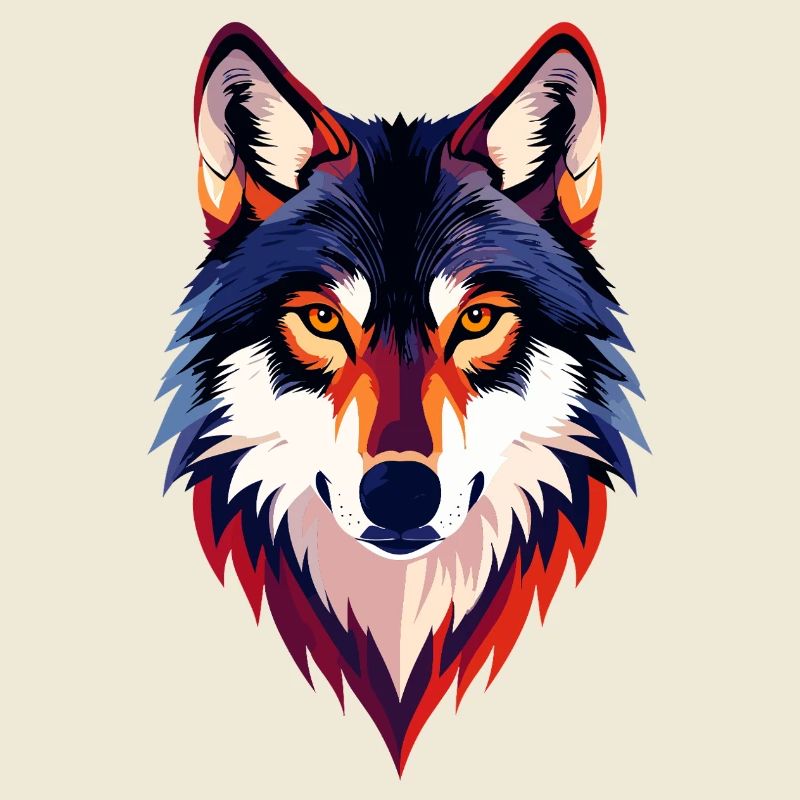 Farbiger Wolfkopf Wolfsblick Wolf Kopf Motiv