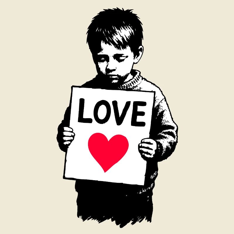 Junge mit LOVE Schild