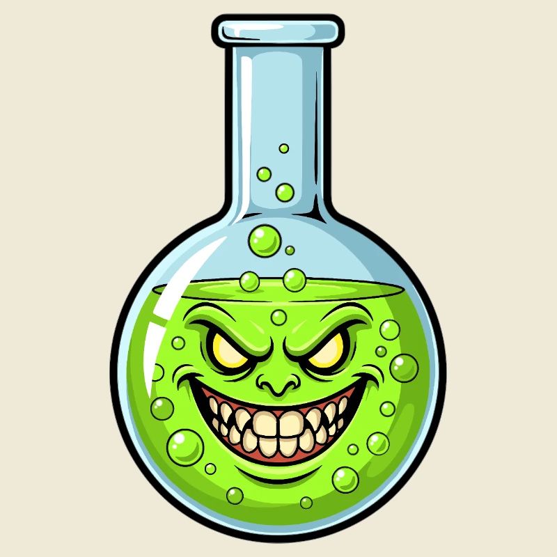 Green Alchemy Bottle with a Grim Smile