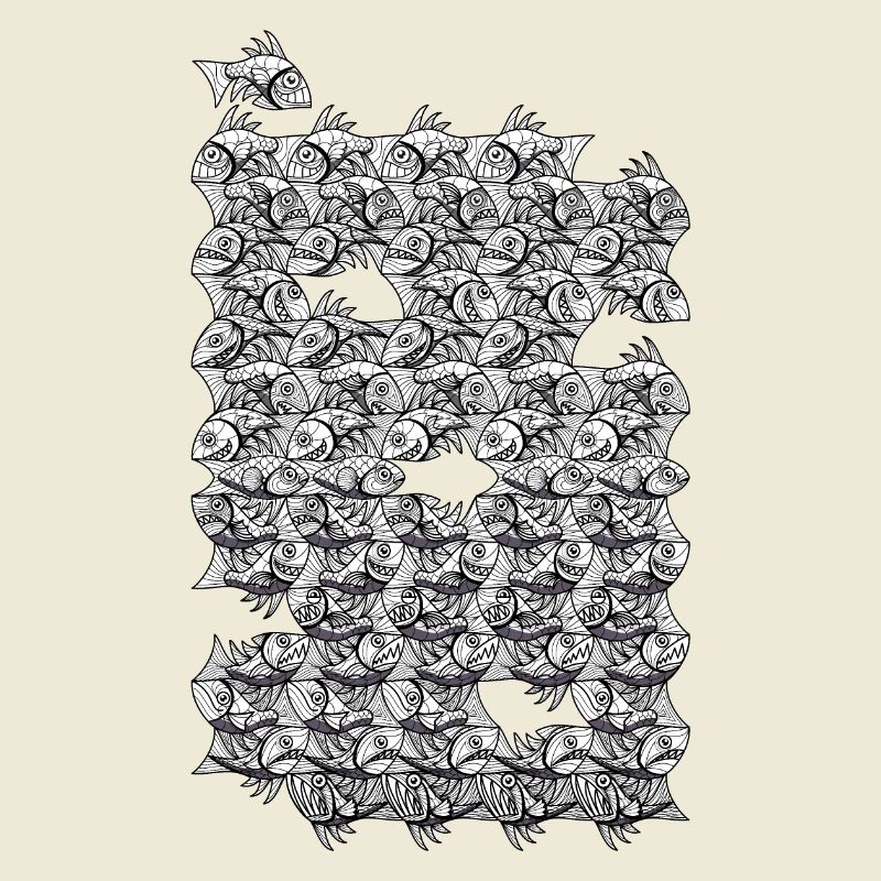 Repeated monochrome fish