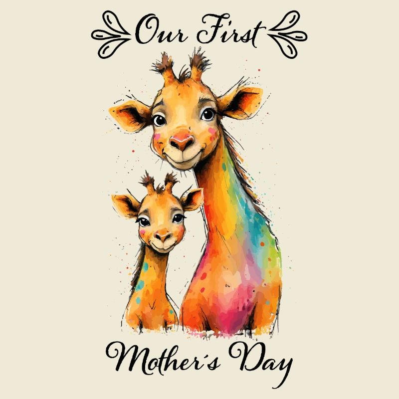 Erster Muttertag: Giraffen-Mama & Kind