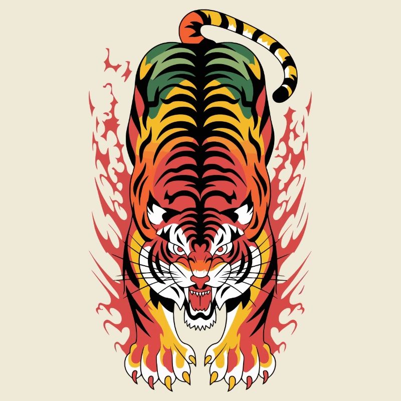 Flammenplatsch der Flammenflamme des lodernden Tigers
