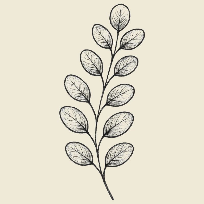 Branche feuille graphitique – Monochrome