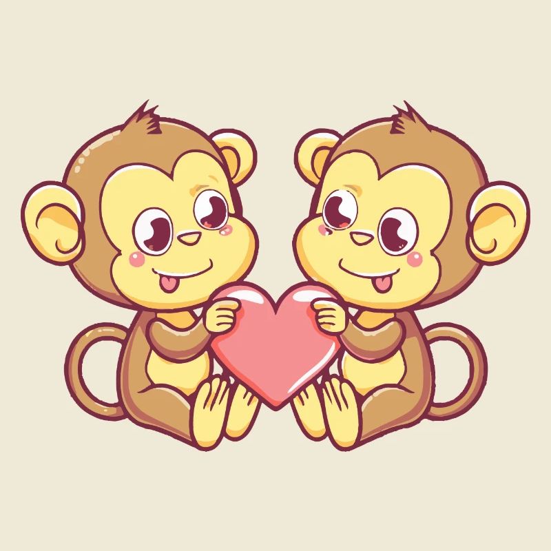 Affe Comic Paar Liebe