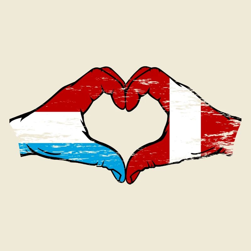 Luxembourg Pérou Drapeau Mains Coeur Forme Utilisé