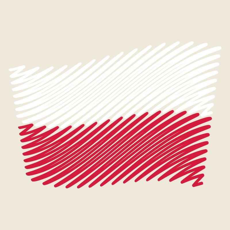 Poland Flag Scribble (White - Red)