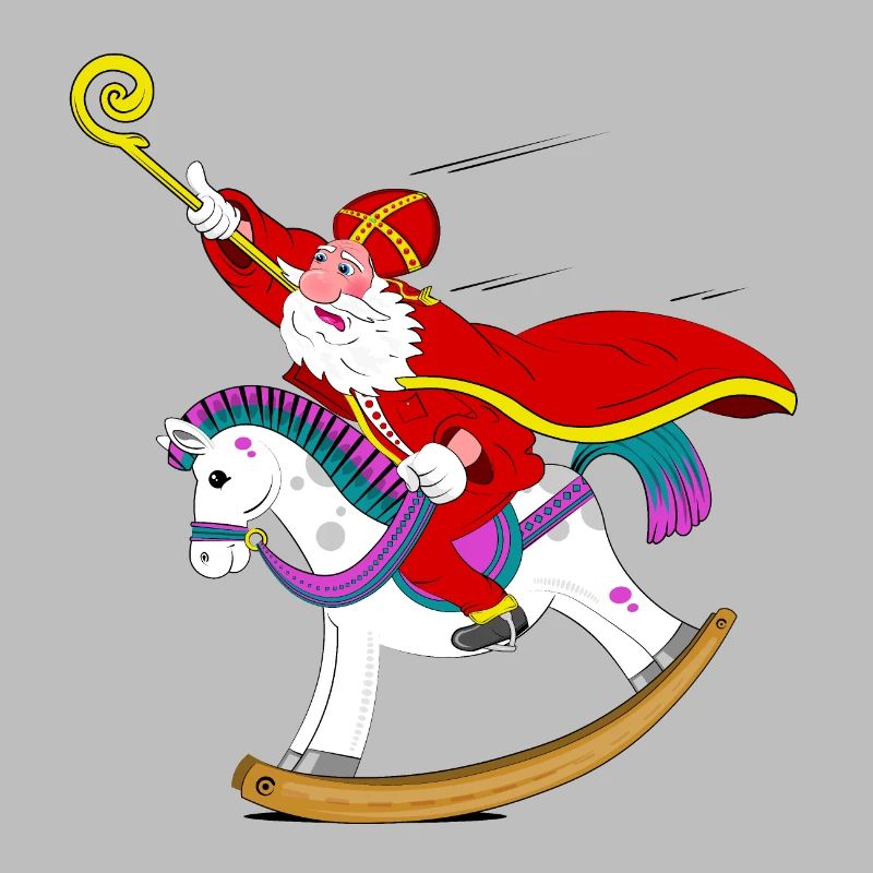 Sinterklaas sur cheval à bascule