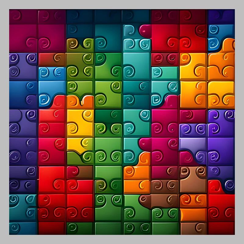 Colorful Rainbow Jigsaw Puzzle Pattern