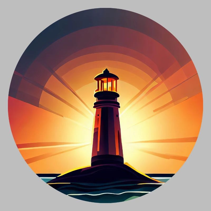 Lighthouse at sunset Romantic