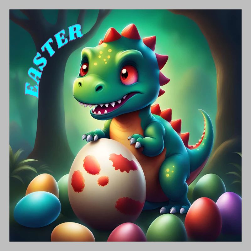 Cute Dinosaur Red Eyes Easter