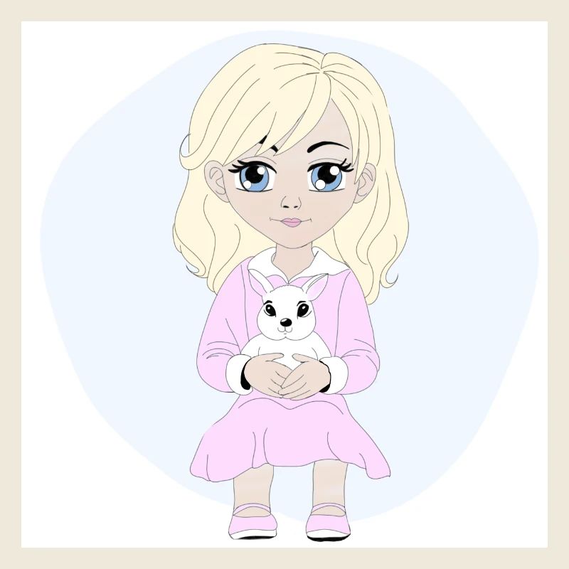 Petite fille blonde avec son lapin