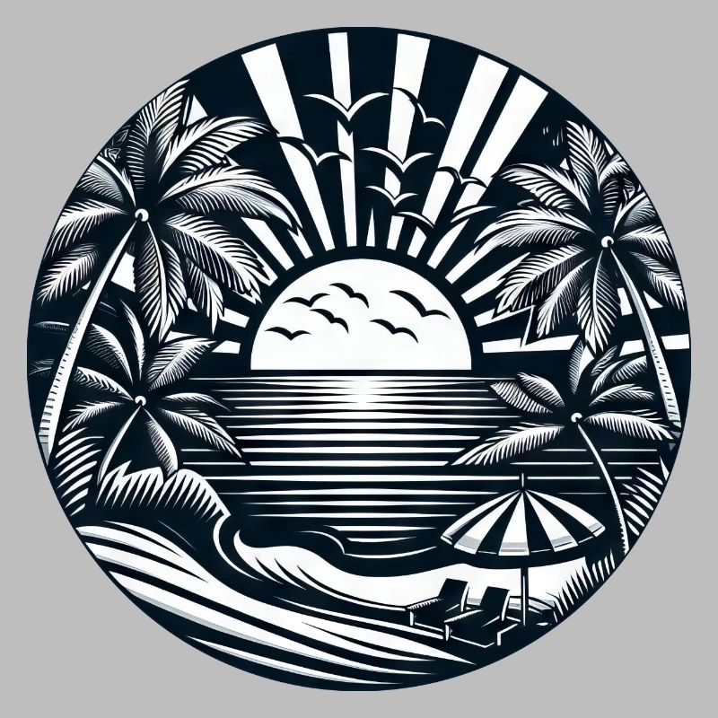 Vacation Summer Sun Beach Palm Trees Silhouette