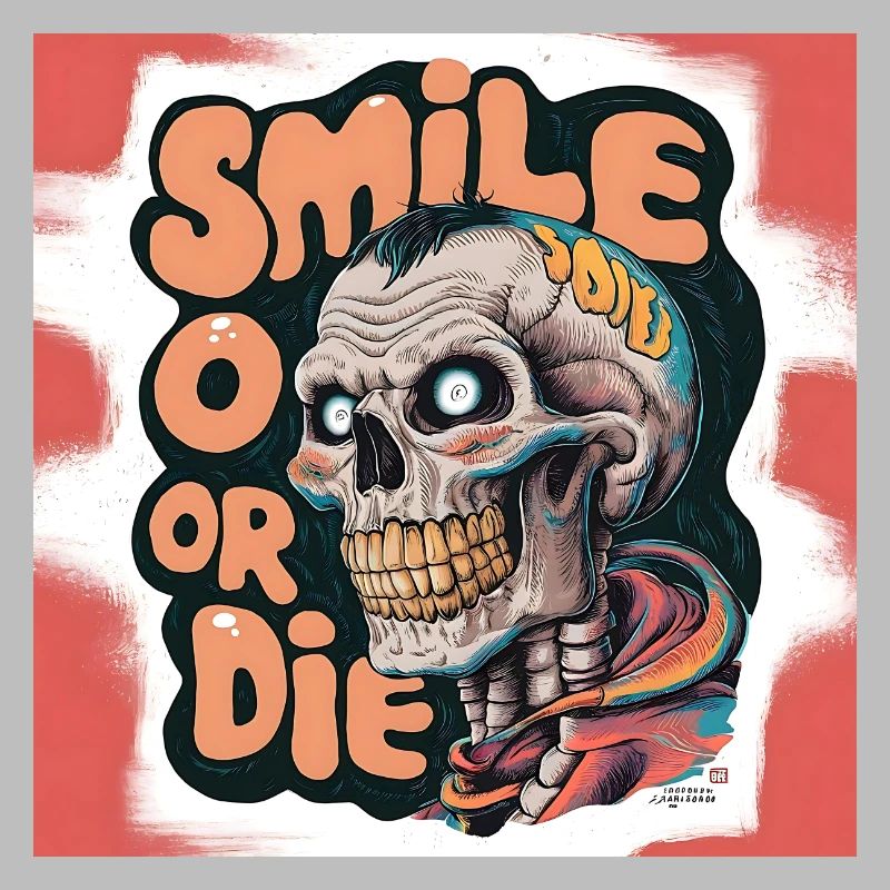 Bald Skeleton with smiling text