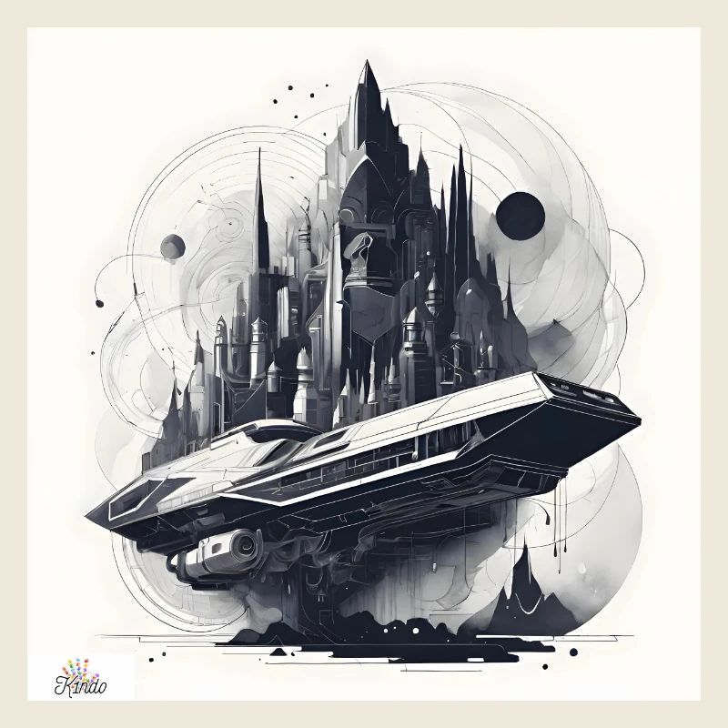 Sci-Fi-Stadt & Schiff