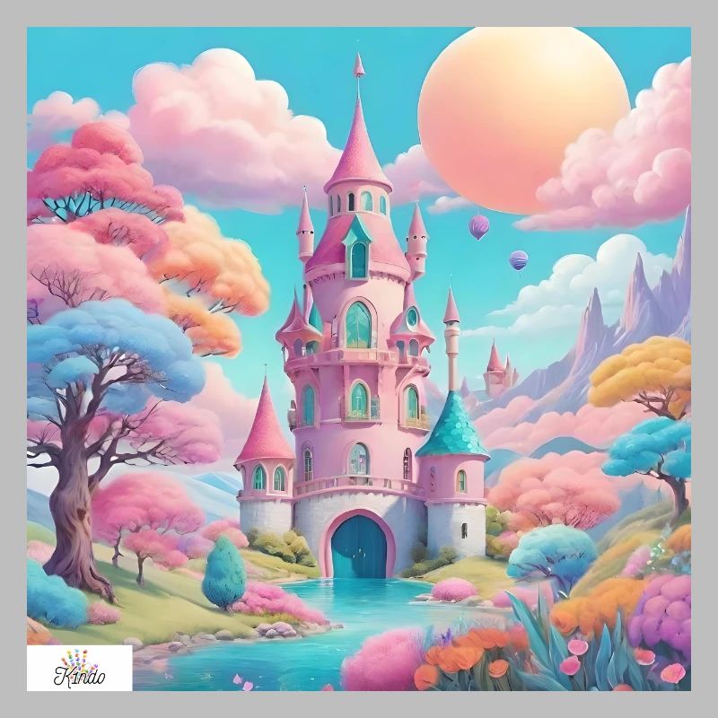 Pastel castle dreamscape