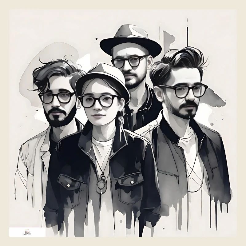 Freunde Tusche Porträt