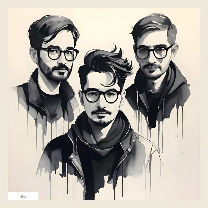Freunde Porträt in Tinte