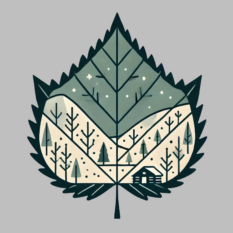 Blatt mit winterlicher Landschaft