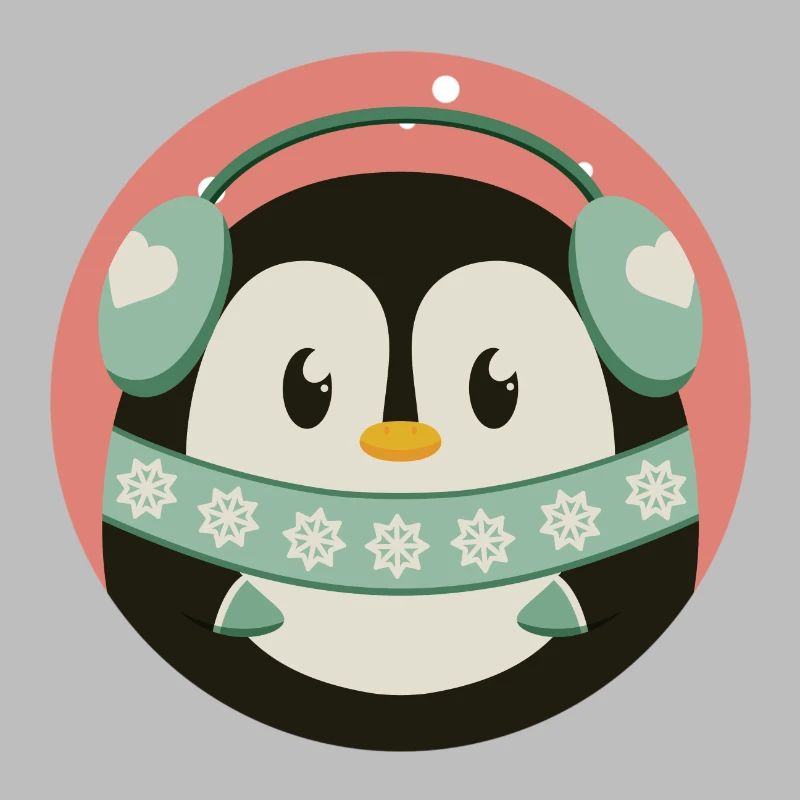 Cute penguin in winter mood as a round design
