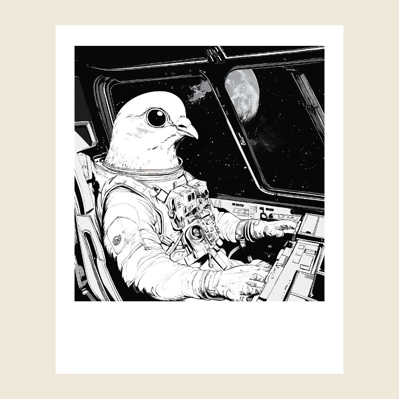 Pigeon de l’espace dans le cosmos des astronautes