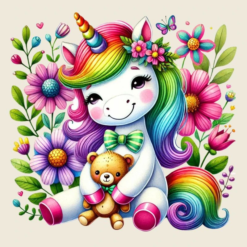 Regenbogen Einhorn Blumentraum