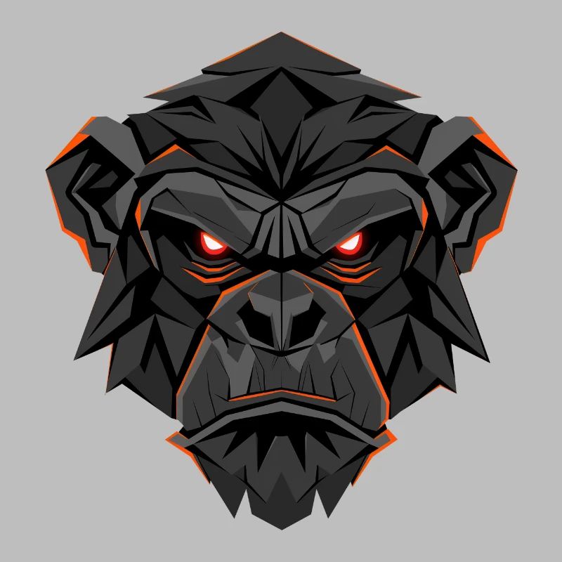 Neon Gorilla Lowpoly Gesicht