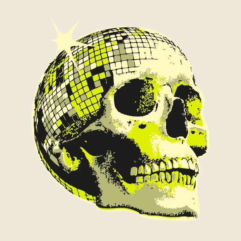 Neon Totenkopf Disco Kugel